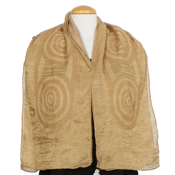 Yellow Embroidered Voile Shimmer Scarf